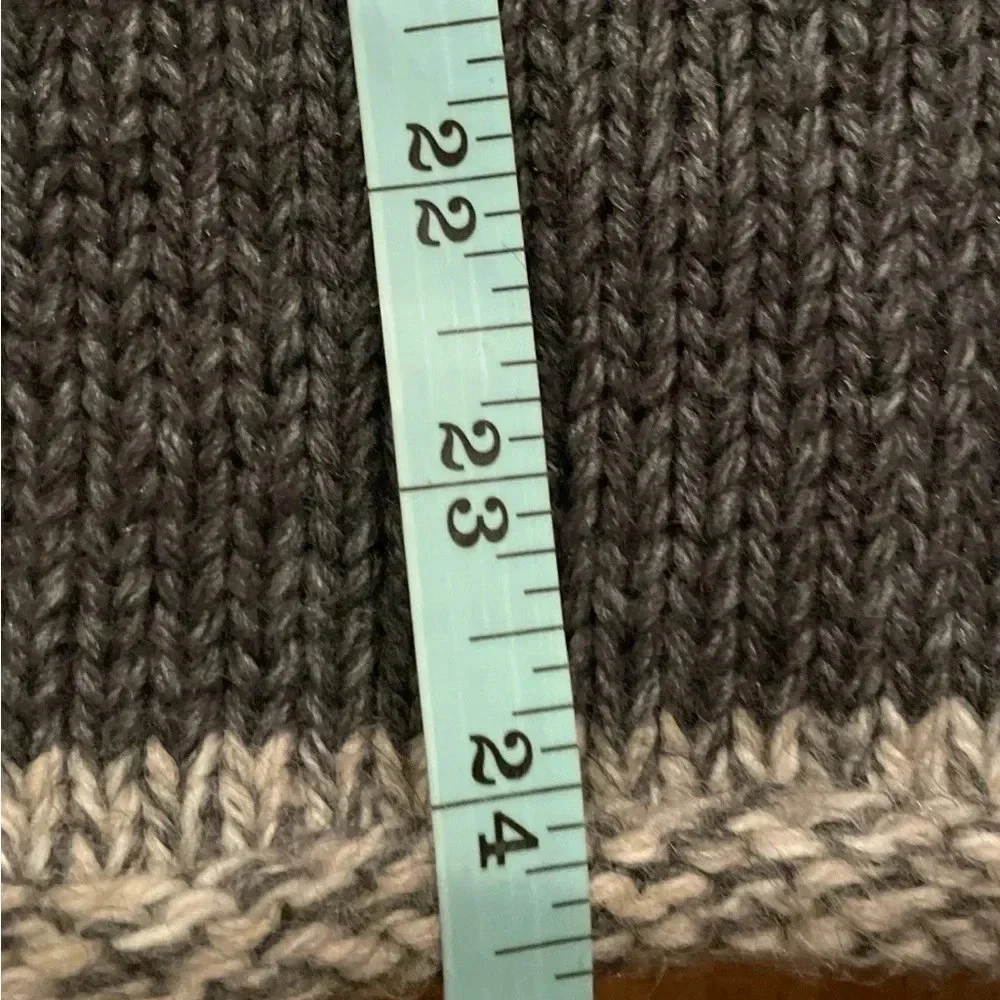 Garnet Hill Wool Alpaca boxy grey gold striped cowl turtleneck sweater